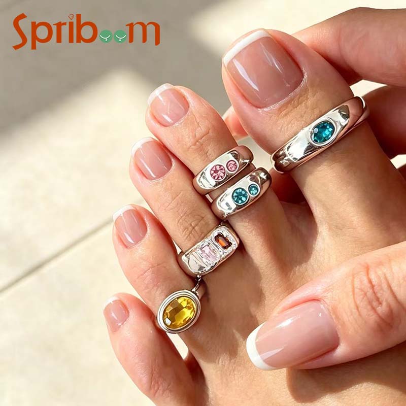 Body Jewelry Rings - 5 sztuk/zestaw Kolorowe Kryształowe Pierścionki na