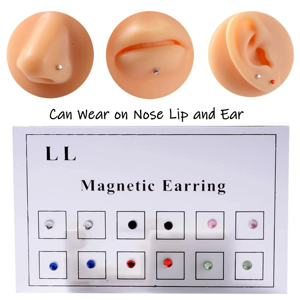 Body Jewelry Earrings - 12 sztuk/karta fałszywy oszust nie przebity