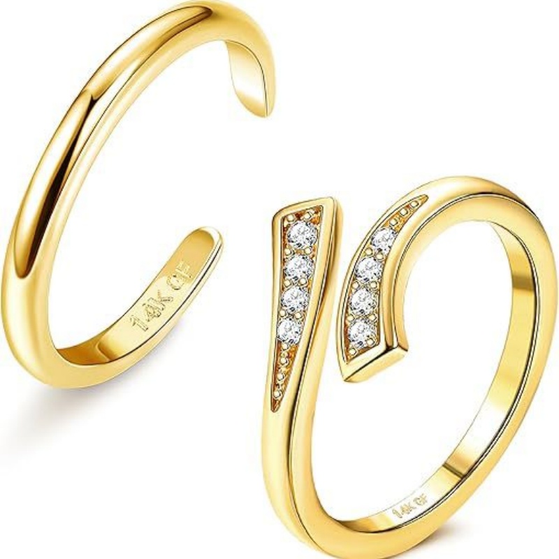 Body Jewelry Rings - Pozłacany 14-karatowym złotem regulowany pierścień na