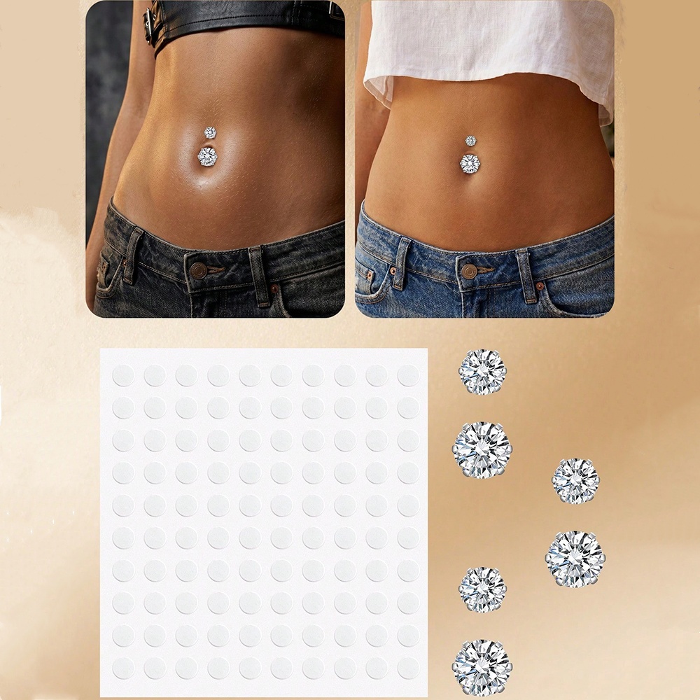 Body Jewelry Rings - Sztuczny kolczyk do pępka z cyrkonią,