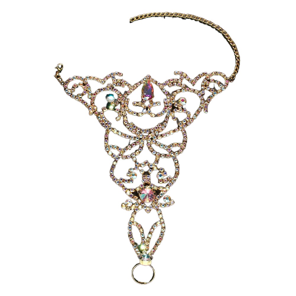 Body Jewelry Leg Chain - Kolorowa bransoletka z kryształkami, ozdobiona cyrkoniami,